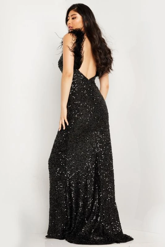 Jovani JVN36417 Feather Straps Sequin Dress - Image 3