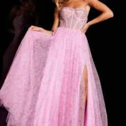 Jovani JVN36477 Sheer Corset Strapless Dress