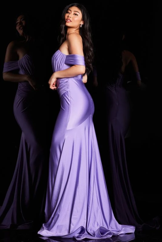 Jovani JVN36992 Off The Shoulder Pleated Dress - Image 4