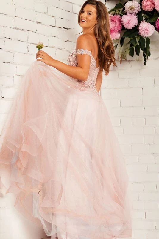 Jovani JVN37436 Sheer Corset Off The Shoulder Dress - Image 2