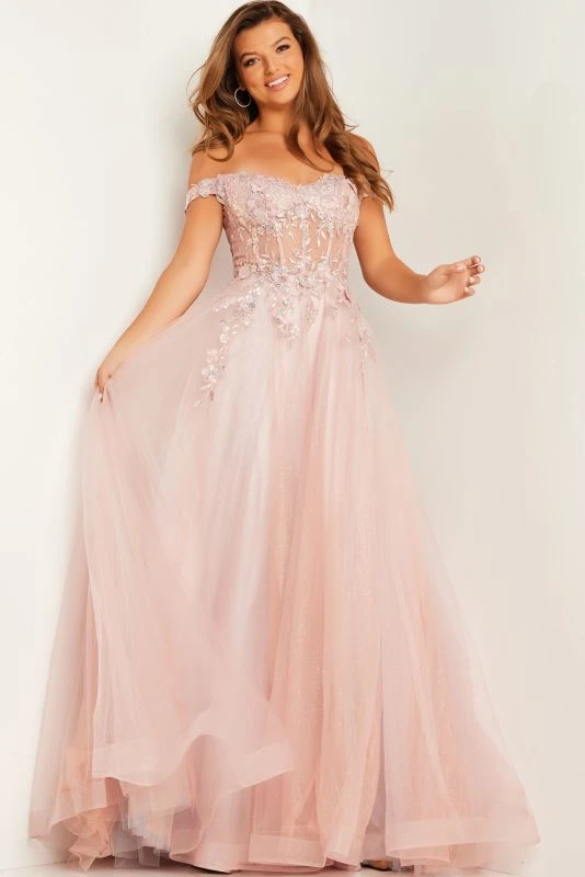Jovani JVN37436 Sheer Corset Off The Shoulder Dress - Image 3