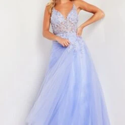 Jovani JVN37457 Butterfly Embroidery Illusion Bodice Dress