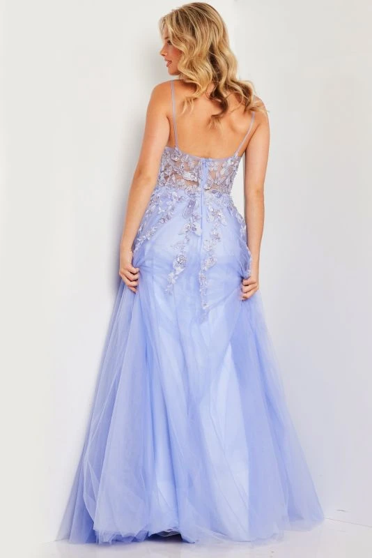 Jovani JVN37457 Butterfly Embroidery Illusion Bodice Dress - Image 2