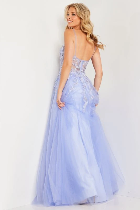 Jovani JVN37457 Butterfly Embroidery Illusion Bodice Dress - Image 3