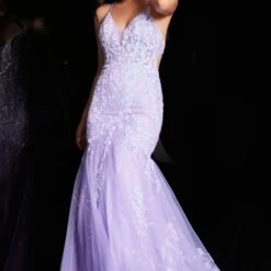 Jovani JVN37487 Tie Back Floral Sequin Dress