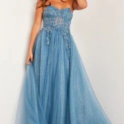 Jovani JVN38478 Floral Bodice Glitter Dress