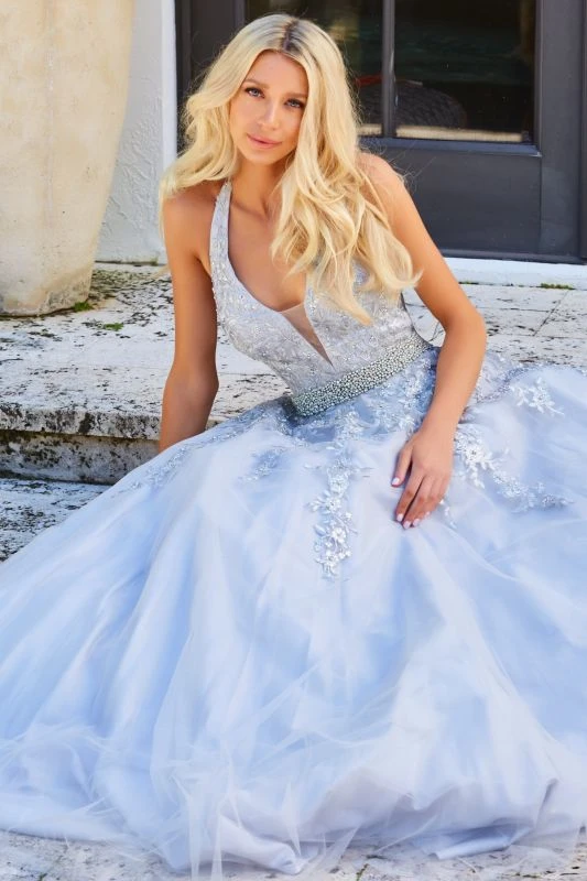 Jovani JVN00923 Halter Neckline Tulle Dress - Image 11