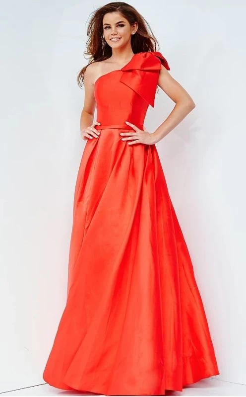 Jovani JVN4355 One Shoulder Pleated Skirt Dress - Image 4
