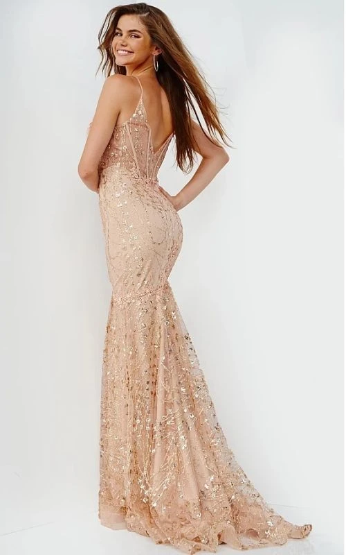 Jovani JVN05788 Sheer Corset Bodice Dress - Image 4