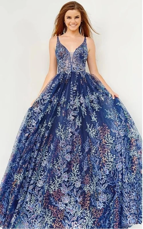 Jovani JVN06457 Sheer Bodice Floral Dress - Image 4