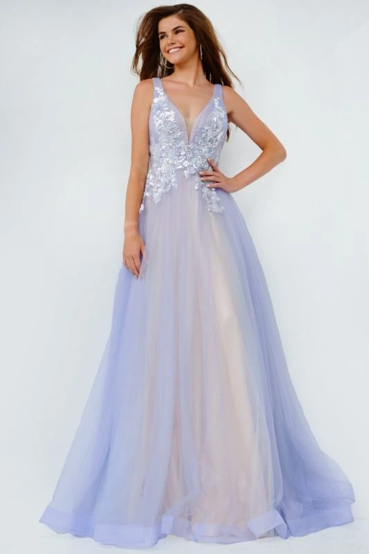 Jovani JVN07638 Sequin Bodice Plunging Neck Dress - Image 11