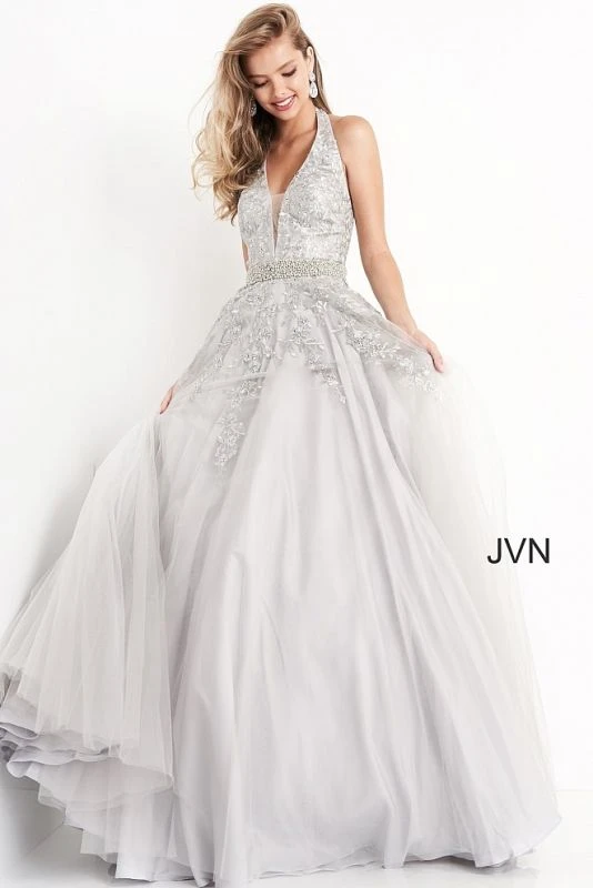 Jovani JVN00923 Halter Neckline Tulle Dress - Image 9