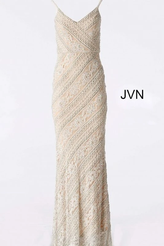 Jovani JVN62488 Fitted Lace Long Party Dress - Image 5