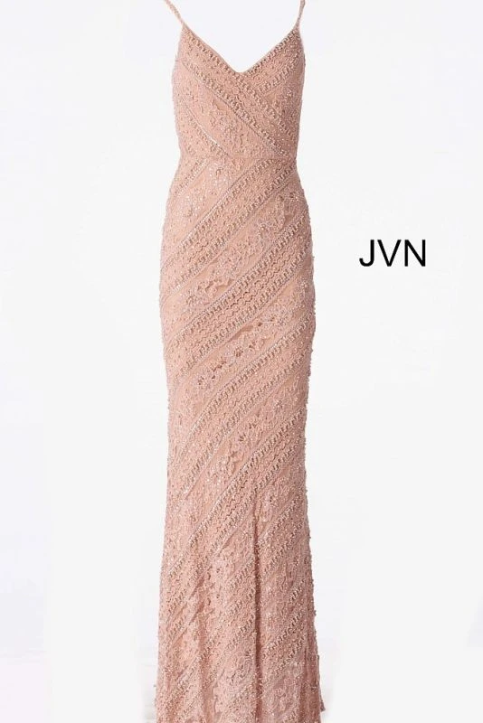Jovani JVN62488 Fitted Lace Long Party Dress - Image 4