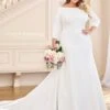 Martin Thornburg 119255W Naomi Bateau Neck Plus Size Wedding Dress