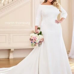 Martin Thornburg 119255W Naomi Bateau Neck Plus Size Wedding Dress