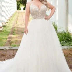 Martin Thornburg 120231W Payton Lace Bodice Plus Size Wedding Dress