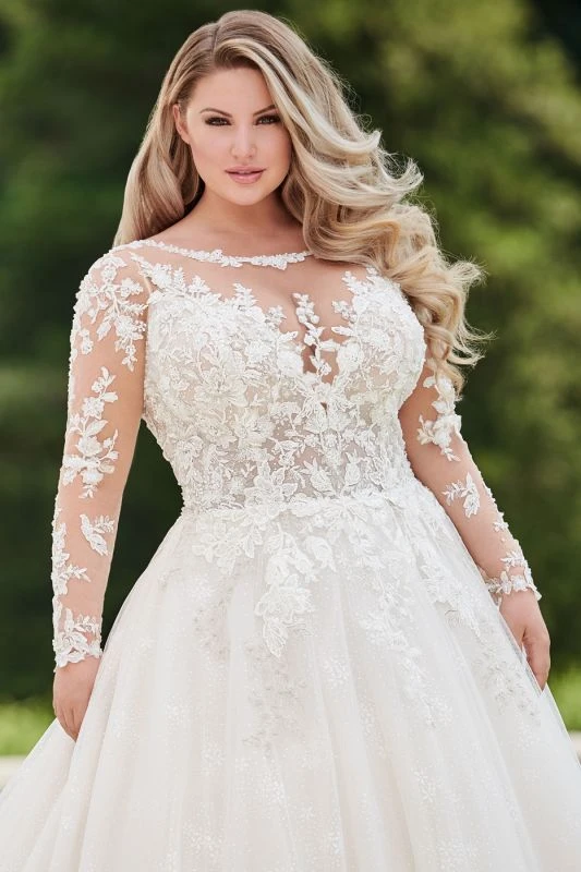 Martin Thornburg 120233W Opal Long Sleeve Plus Size Wedding Dress - Image 2