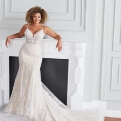 Martin Thornburg 221201W Lucerne Plunging Neck Plus Size Wedding Dress