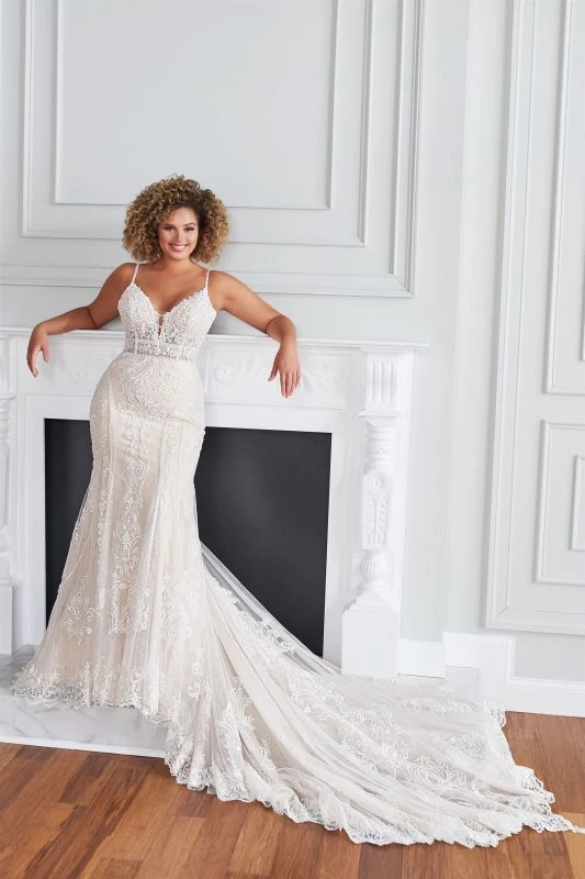 Martin Thornburg 221201W Lucerne Plunging Neck Plus Size Wedding Dress