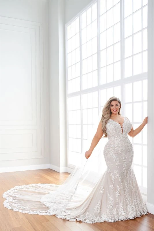 Martin Thornburg 221207W Shelbi Petal Train Plus Size Bridal Dress