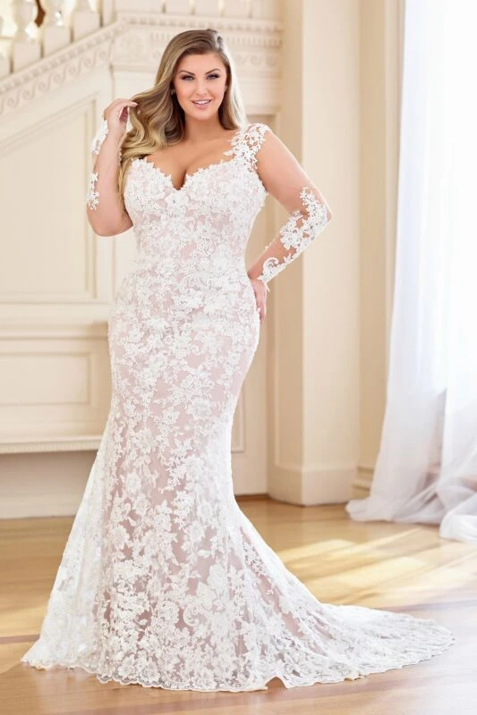 Martin Thornburg 119284W Dolores Long Sleeve Plus Size Bridal Dress - Image 3