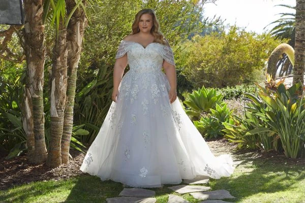 Mori Lee 3391 Lorraine Sweetheart Neck Floral Plus Size Wedding Dress