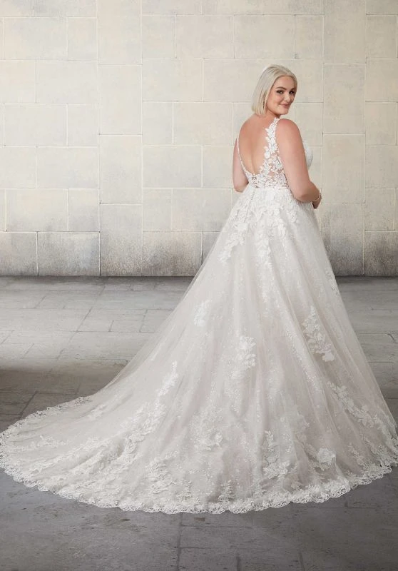 Mori Lee 2130W Sansa Scoop Back Wedding Dress - Image 2