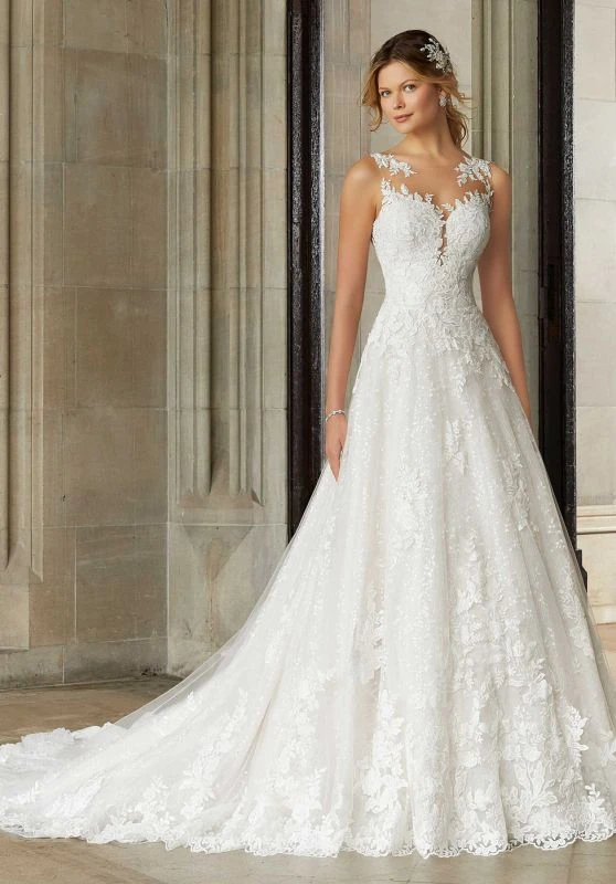 Mori Lee 2130W Sansa Scoop Back Wedding Dress - Image 3
