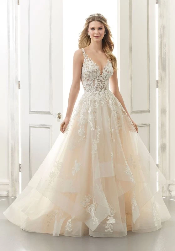 Mori Lee 2176W Audrey Flounce Skirt Plus Size Wedding Dress