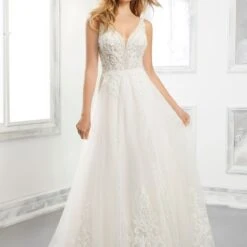 Mori Lee 2302W Brielle Low Back With Overskirt Plus Size Wedding Dress