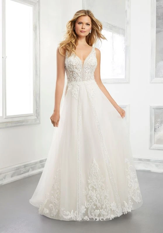 Mori Lee 2302W Brielle Low Back With Overskirt Plus Size Wedding Dress