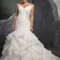 Mori Lee 3237 Kori Off-The-Shoulder Trumpet-Style Bridal Dress