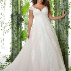 Mori Lee 3254 Pamela Off-the-Shoulder Plus Size Wedding Dress