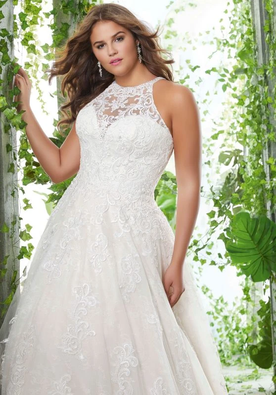 Mori Lee 3256 Perla Illusion Neckline Plus Size Bridal Dress - Image 2
