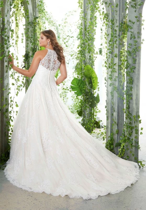 Mori Lee 3256 Perla Illusion Neckline Plus Size Bridal Dress - Image 3
