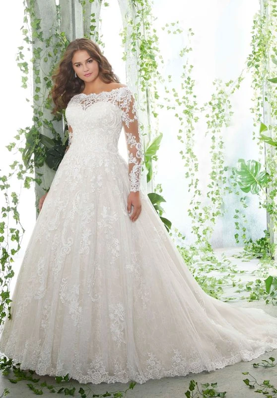 Mori Lee 3258 Patience Long Sleeves Plus Size Wedding Dress