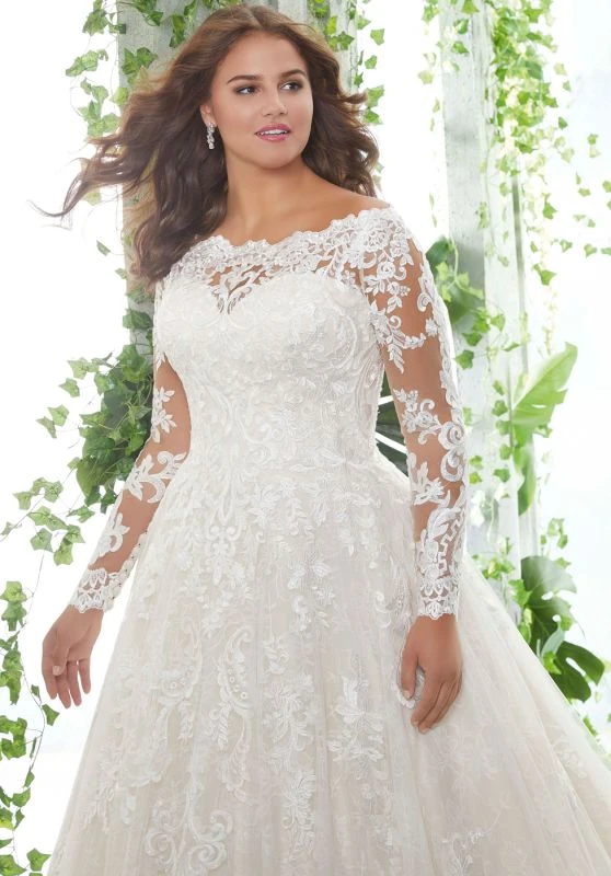 Mori Lee 3258 Patience Long Sleeves Plus Size Wedding Dress - Image 2