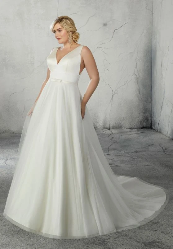 Mori Lee 3268 Rolanda Bow Belt Plus Size Bridal Dress - Image 3