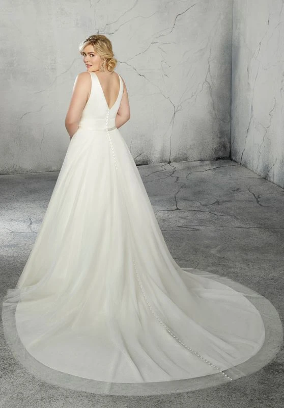 Mori Lee 3268 Rolanda Bow Belt Plus Size Bridal Dress - Image 4