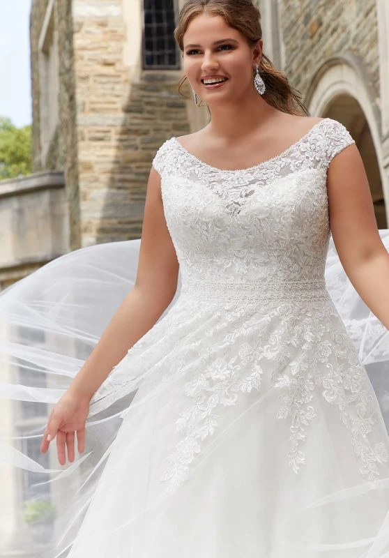 Mori Lee 3288 Susan Cap Sleeve Plus Size Bridal Dress - Image 3