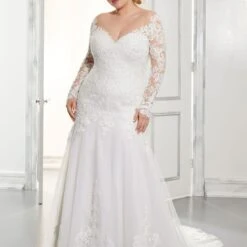 Mori Lee 3301 Adrian Long Sleeve Plus Size Wedding Dress
