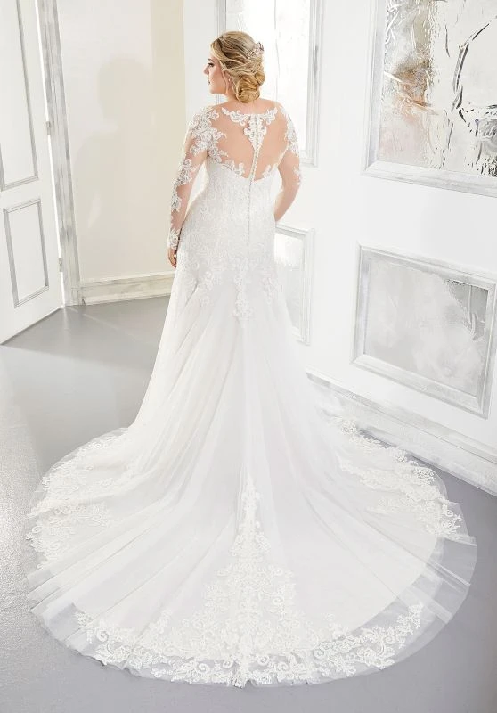 Mori Lee 3301 Adrian Long Sleeve Plus Size Wedding Dress - Image 2