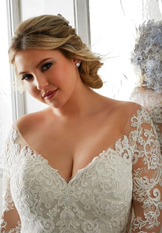 Mori Lee 3301 Adrian Long Sleeve Plus Size Wedding Dress - Image 4