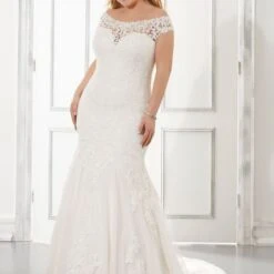 Mori Lee 3303 Aretha Off The Shoulder Plus Size Wedding Dress