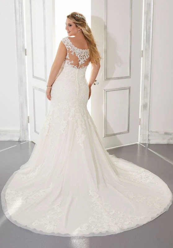 Mori Lee 3303 Aretha Off The Shoulder Plus Size Wedding Dress - Image 2