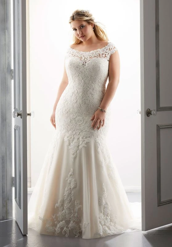 Mori Lee 3303 Aretha Off The Shoulder Plus Size Wedding Dress - Image 3