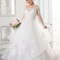 Mori Lee 3308 Alyssa Tiered Skirt Plus Size Bridal Dress