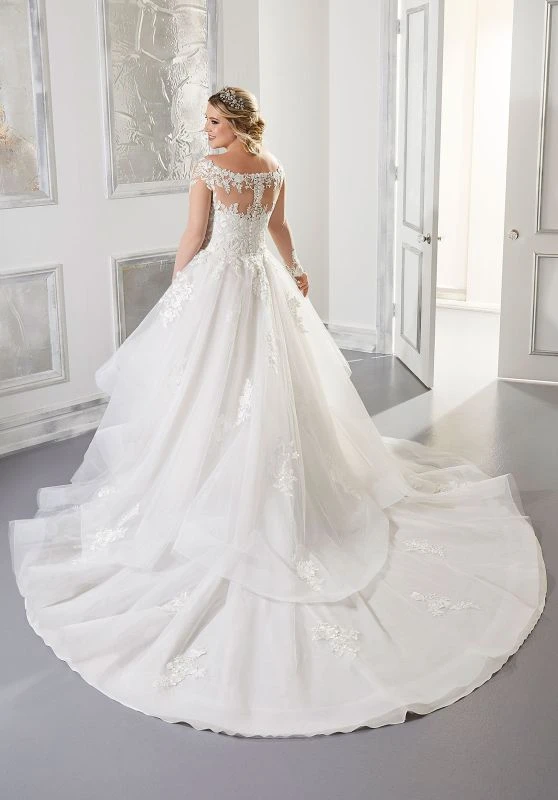 Mori Lee 3308 Alyssa Tiered Skirt Plus Size Bridal Dress - Image 2