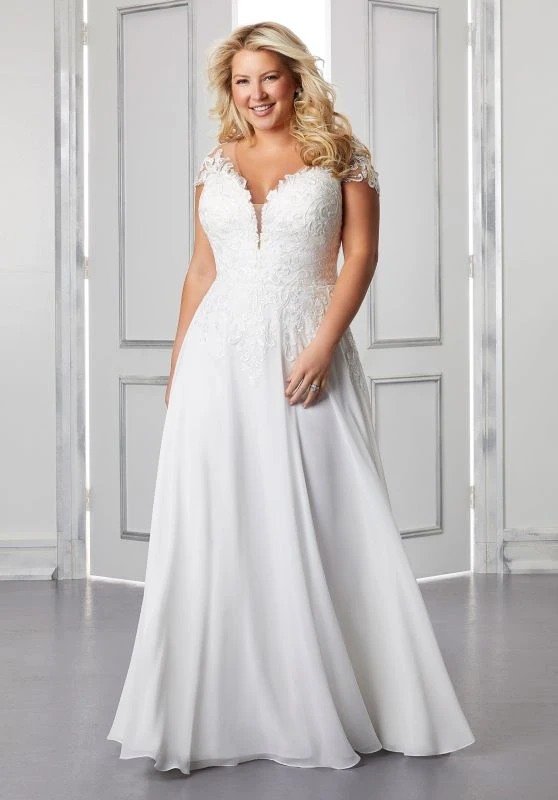 Mori Lee 3311 Barbara Cap Sleeve Plus Size Wedding Dress